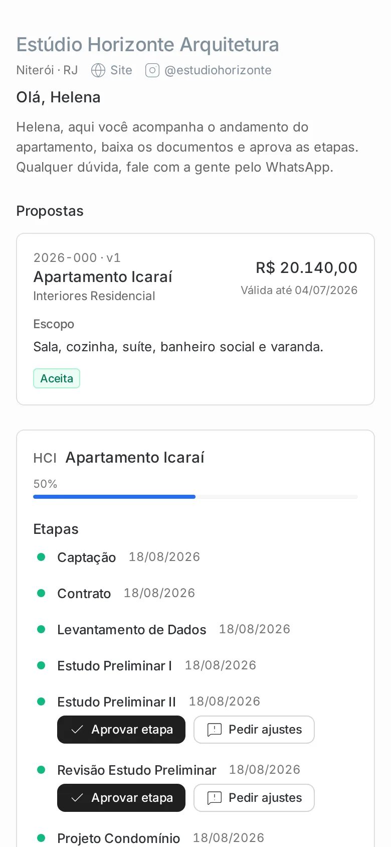 Portal do cliente no celular